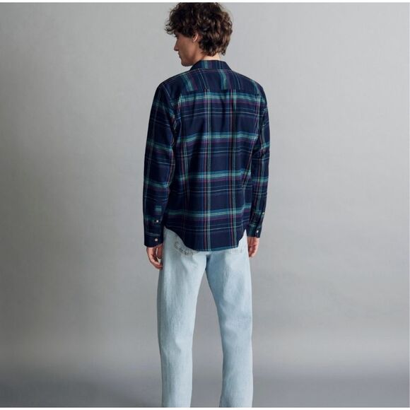 ✨Madewell Men’s Crinkle Cotton Perfect Long-Sleeve Juniper Berry Sz Small Shirt✨ - Picture 4 of 11